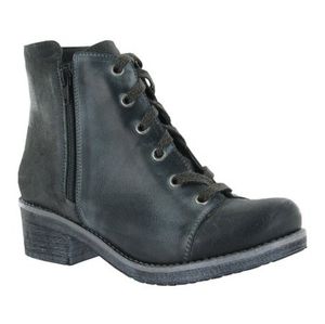Naot Midnight & Vintage Ash Leather Ankle Boot NWT